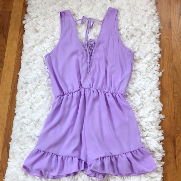 Charlotte Russe Lace Up Front Romper - Picture 3 of 8